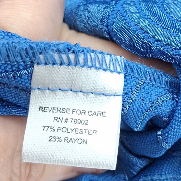 Erin London Y2K Blue Geometric Textured Button Down Shirt Womens 1X Retro‎ Bold - Picture 6 of 10